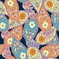 Seamless paisley design, ethnic tribal pattern, fabric