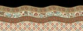 Seamless paisley flower border design. multi colored decorated hand drawn rendered traced embraided ornamental all over base