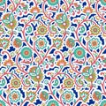 Seamless paisley with flower pattern on white background Royalty Free Stock Photo