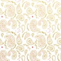 Seamless Paisley golden pattern wallpaper background Royalty Free Stock Photo