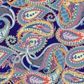 Seamless paisley pattern. Colorful floral ornament. Oriental design