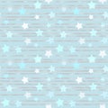 Seamless pale blue pattern with foil stripes and stars