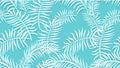 Seamless palm leaves pattern. White leaves on light blue background Royalty Free Stock Photo