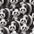 Seamless Panda Pattern Featuring Playful Adorable Bamboo-Eating Pandas High-Resolution Royalty Free Stock Photo