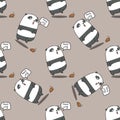 Seamless panda is shocked pattern.