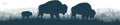 Seamless panorama of the prarie with brown zubr buffalo bison family, heron and Prairie dog Royalty Free Stock Photo