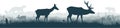 Seamless panorama of the prarie with deers, , rabbit, Prairie dog and gray wolf Royalty Free Stock Photo