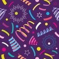 Seamless party pattern with stars and confetti