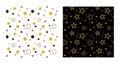 Seamless party patterns with stars and confetti