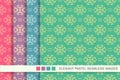 Seamless pastel background set Curve Cross Flower Crest