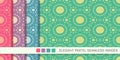 Seamless pastel background set round circle polygon flower