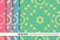 Seamless pastel background set square cross octagon flower