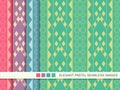 Seamless pastel background set Triangle Arrow Check Geometry Cross Line Royalty Free Stock Photo