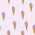 Seamless pastel ice cream doodle hand drawn pattern illustration