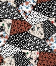 Seamless patchwork. Design textile background. Floral design. Abstract pattern. Repeat. Polka-dot.