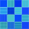 Seamless patchwork from geometric patterns in blue colors. Vector design Royalty Free Stock Photo