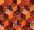 Seamless patchwork pattern. Beautiful creative design. Tiger coloring