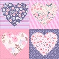 Seamless patchwork pattern with  hearts. Beautiful illustration for Valentines day Royalty Free Stock Photo