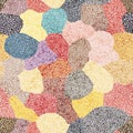 Seamless patchwork pattern in pointillism style. Handwork. Grunge texture. Vector illustration Royalty Free Stock Photo
