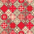 Seamless patchwork pattern from square patches. Royalty Free Stock Photo