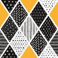 Seamless patchwork pattern, vector geometrical background Royalty Free Stock Photo