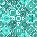 Seamless patchwork tile in aquamarine blue tones. Royalty Free Stock Photo