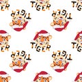 Seamless patern with happy tiger Royalty Free Stock Photo