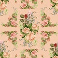 Seamless patter panel of roses on a beige background. Royalty Free Stock Photo