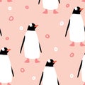 Seamless patterb with penguin. Cute cartoon character. Antarctica bird Royalty Free Stock Photo