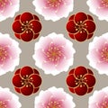 Seamless pattern design was inspired by colourful flowers.