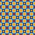 Geometric seamless pattern featuring interlocking circles and squares. Abstract background.