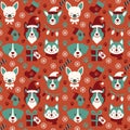 Seamless vector pattern with cute dog faces. Royalty Free Stock Photo
