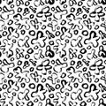 Seamless pattern with abstract amorphous shapes and circles. Vector grunge geometric texture.