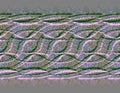 Seamless pattern, abstract background. Overlay of green and white lines, horizontal and curved.