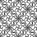 Seamless pattern with abstract black weaves on white. Lace texture. Texture for print, fabric, textile, wallpaper. Royalty Free Stock Photo