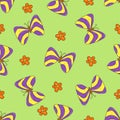 Seamless pattern with abstract butterflies and flowers. Vector Royalty Free Stock Photo