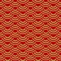 Seamless pattern of Abstract Chinese New Year Background Vector Design. Vector illustration of Chinese red and gold gradient wave Royalty Free Stock Photo