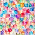 Seamless pattern with abstract clean colorful cubes. Simple multicolored shapes background, texture design for gift wrap. Royalty Free Stock Photo