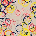 Abstract seamless pattern with colorful chaotic small thin line circles, rings Royalty Free Stock Photo