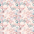 Abstract seamless pattern with colorful chaotic small thin line circles, rings Royalty Free Stock Photo