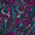 Seamless pattern of abstract dark plants