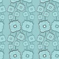Seamless pattern with Abstract doodle square flowers blue Royalty Free Stock Photo
