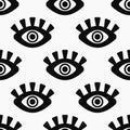 Seamless pattern with abstract eyes. Simple repeating print.