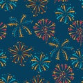 Seamless pattern with abstract fireworks and
