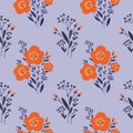 Seamless pattern with abstract flowering herbs.