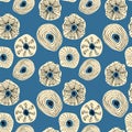 Seamless pattern with abstract flowers. Avan-garde cute cartoon background. Royalty Free Stock Photo