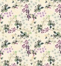 Seamless pattern with pretty flowers on yellow