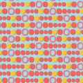 Seamless pattern, abstract geometric background with stripes of dots and rings of different sizes