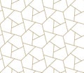 Seamless pattern with abstract geometric line texture, gold on white background. Light modern simple wallpaper, bright Royalty Free Stock Photo