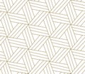 Seamless pattern with abstract geometric line texture, gold on white background. Light modern simple wallpaper, bright Royalty Free Stock Photo